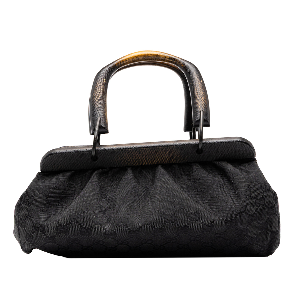 Pre-Loved Gucci GG Canvas Wood Frame Handbag